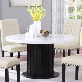 Sherry Round Dining Table Rustic Espresso and White by Coaster Furniture