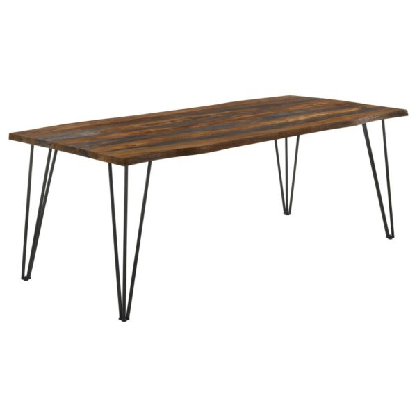 Neve Live-edge Dining Table with Hairpin Legs Sheesham Grey and Gunmetal by Coaster Furniture 4