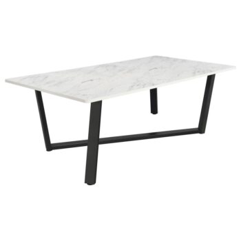 Mayer Rectangular Dining Table Faux White Marble and Gunmetal by Coaster Furniture