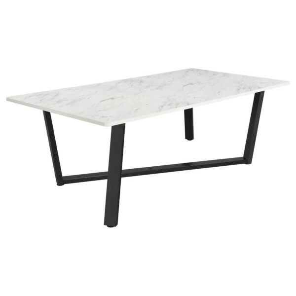 Mayer Rectangular Dining Table Faux White Marble and Gunmetal by Coaster Furniture 4