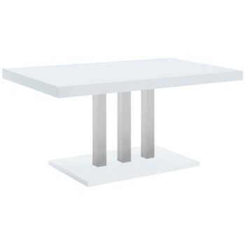 Brooklyn Rectangular Dining Table White High Gloss and Chrome by Coaster Furniture