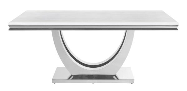 Kerwin Rectangle Faux Marble Top Dining Table White and Chrome by Coaster Furniture 4