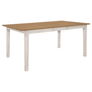 Kirby Rectangular Dining Table with Butterfly Leaf Natural and Rustic Off White by Coaster Furniture