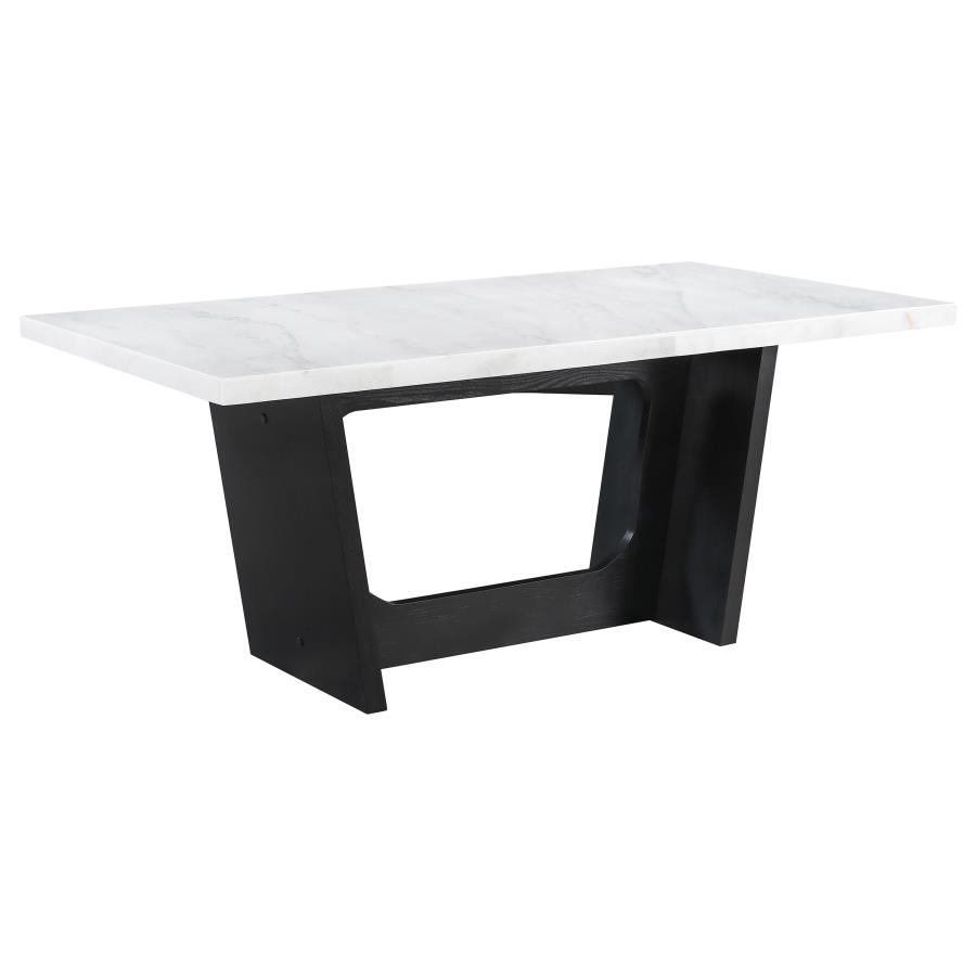 Osborne Trestle Base Marble Top Dining Table Espresso and White by Coaster Furniture