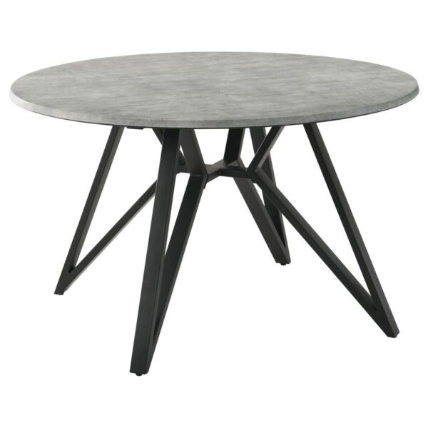 Neil Round Wood Top Dining Table Concrete and Black by Coaster Furniture 4