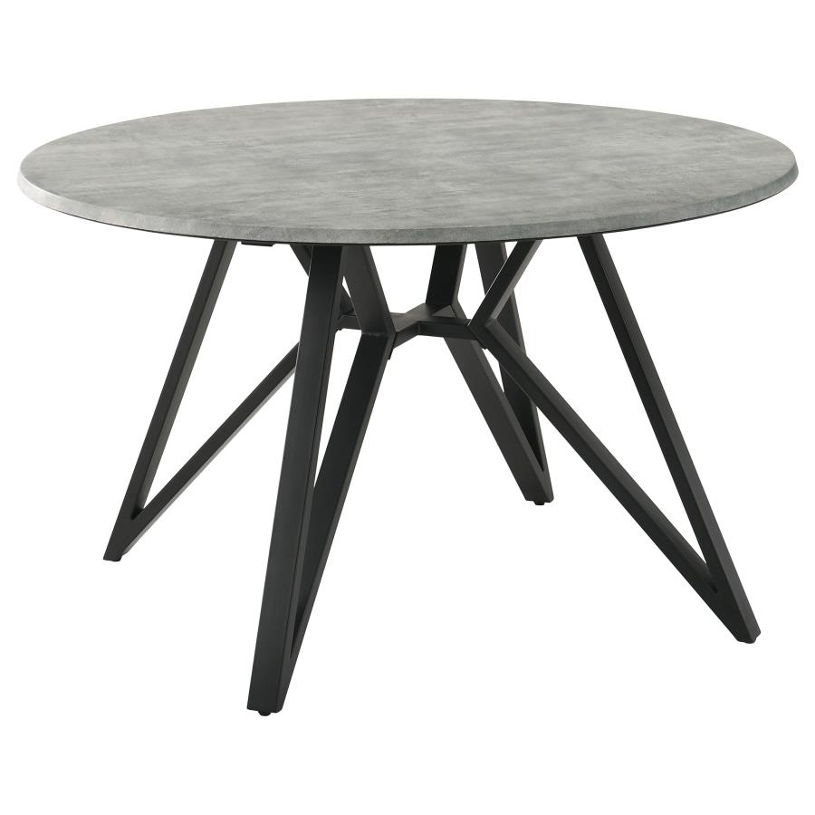 Neil Round Wood Top Dining Table Concrete and Black by Coaster Furniture