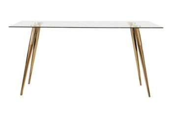 Gold Gilman Rectangle Glass Top Dining Table by Coaster Furniture