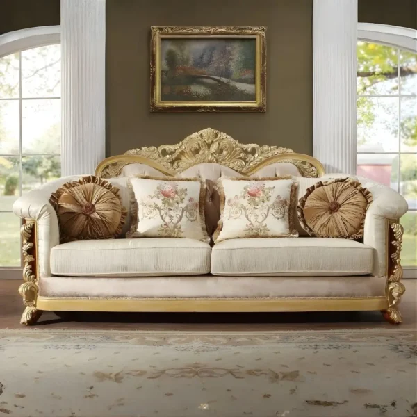 Luxury Brown & Beige Victorian 3Pcs Traditional Sofa Set HD-821 By Homey - Image 3