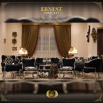 4Pcs Handmade Ernest Black Silver Sofa Set 10