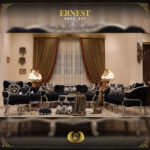 4Pcs Handmade Ernest Black Silver Sofa Set 9