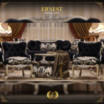 4Pcs Handmade Ernest Black Silver Sofa Set 11