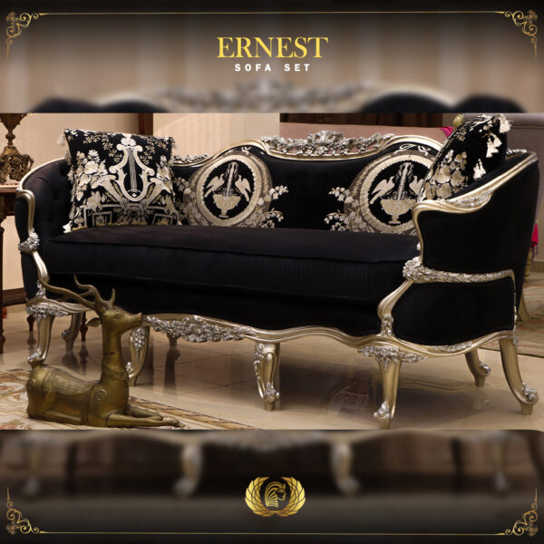 Handmade Ernest Black Silver Loveseat 5