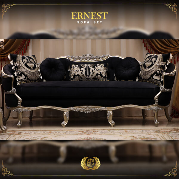 Handmade Ernest Black Silver Sofa 5