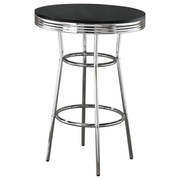 Theodore Round Bar Table Black and Chrome 2405 By Coaster Furniture 7