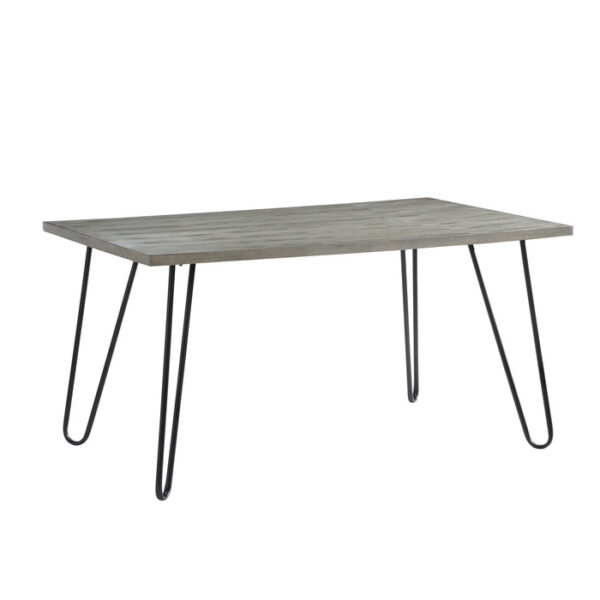 Light gray wood and black metal Keene Collection Dining Table By Homelegance 11