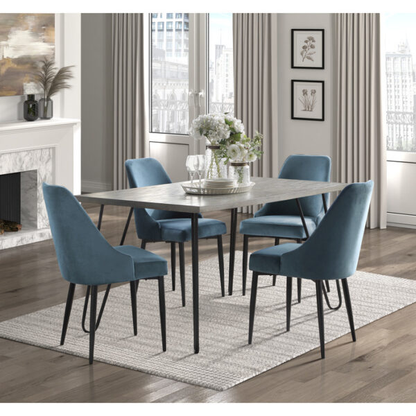 Light gray wood and black metal Keene Collection Dining Table By Homelegance 14