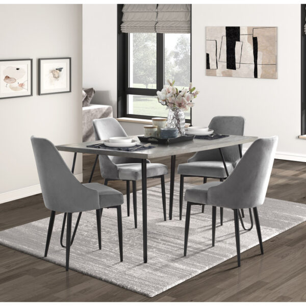 Light gray wood and black metal Keene Collection Dining Table By Homelegance 15