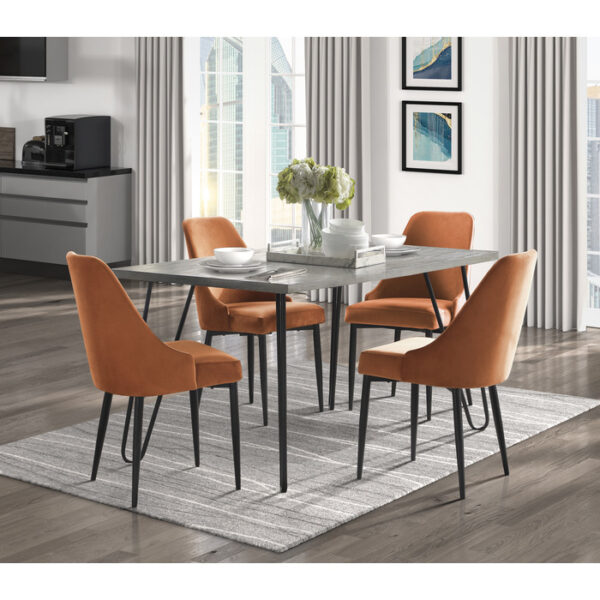 Light gray wood and black metal Keene Collection Dining Table By Homelegance 16