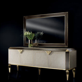 High Gloss Lacquer, Mat Diamante Buffet & Mirror by Arredoclassic p12370 By ESF Furniture