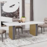 Carla Rectangular Dining Table with Cultured Carrara Marble Top White and Gold 106651 By Coaster Furniture 23