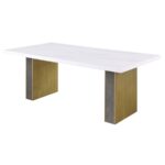 Carla Rectangular Dining Table with Cultured Carrara Marble Top White and Gold 106651 By Coaster Furniture 24