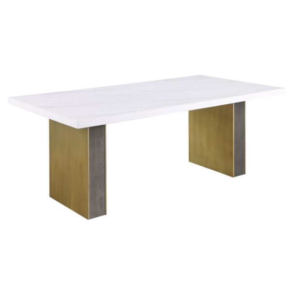 Carla Rectangular Dining Table with Cultured Carrara Marble Top White and Gold 106651 By Coaster Furniture 15
