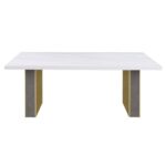 Carla Rectangular Dining Table with Cultured Carrara Marble Top White and Gold 106651 By Coaster Furniture 26