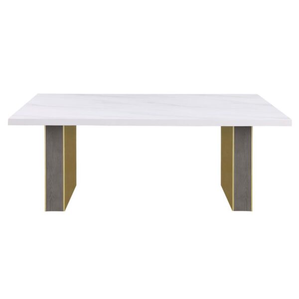 Carla Rectangular Dining Table with Cultured Carrara Marble Top White and Gold 106651 By Coaster Furniture 16