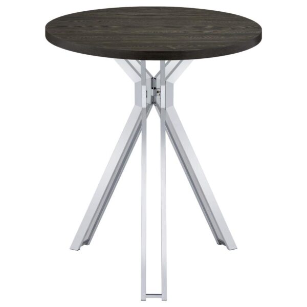 Edgerton Round Wood Top Bar Table Dark Oak and Chrome 183131 By Coaster Furniture 13