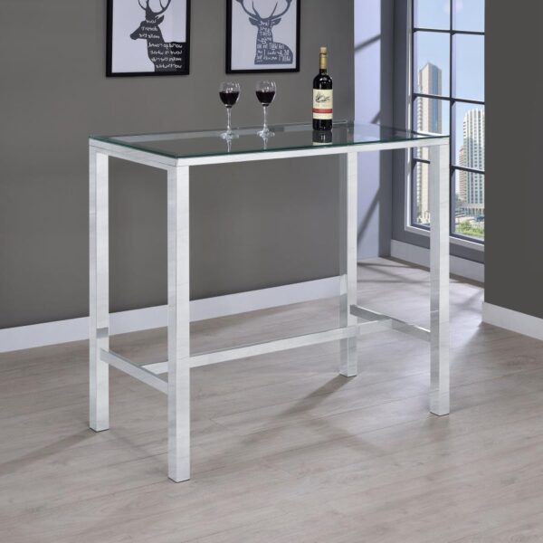 Tolbert Bar Table with Glass Top Chrome 104873 By Coaster Furniture 9