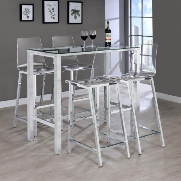 Tolbert Bar Table with Glass Top Chrome 104873 By Coaster Furniture 13