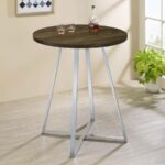 Burkhart Sled Base Round Bar Table Brown Oak and Chrome 183516 By Coaster Furniture Bar & Stool Mobilia Cleopatra 15 Burkhart Sled Base Round Bar Table Brown Oak and Chrome 183516 By Coaster Furniture 15