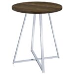 Burkhart Sled Base Round Bar Table Brown Oak and Chrome 183516 By Coaster Furniture Bar & Stool Mobilia Cleopatra 16 Burkhart Sled Base Round Bar Table Brown Oak and Chrome 183516 By Coaster Furniture 16