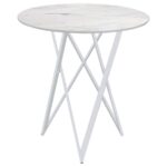 Bexter Faux Marble Round Top Bar Table White and Chrome 183526 By Coaster Furniture 17
