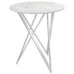 Bexter Faux Marble Round Top Bar Table White and Chrome 183526 By Coaster Furniture 18