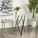 Bexter Faux Marble Round Top Bar Table White and Chrome 183526 By Coaster Furniture 19