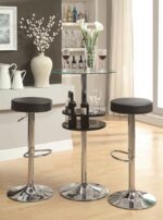 Gianella Glass Top Bar Table with Wine Storage Black and Chrome 120715 By Coaster Furniture 7