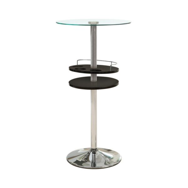 Gianella Glass Top Bar Table with Wine Storage Black and Chrome 120715 By Coaster Furniture 6