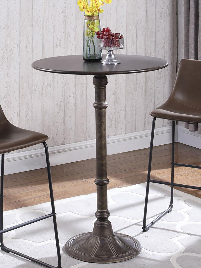 Oswego Round Bar Table Dark Russet and Bronze 100064 By Coaster Furniture