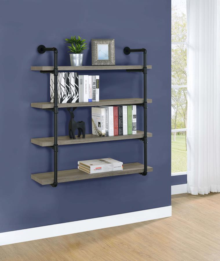 Elmcrest 40-inch Wall Shelf Black and Gray Driftwood 804427 By Coaster Furniture