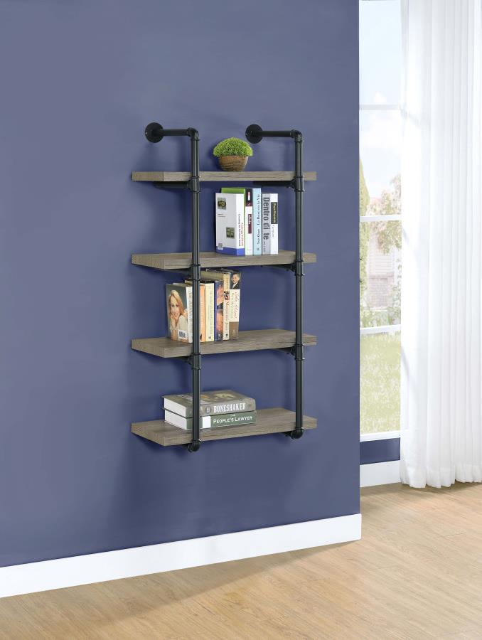Elmcrest 24-inch Wall Shelf Black and Grey Driftwood 804416 By Coaster Furniture
