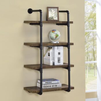 Elmcrest 24-inch Wall Shelf Black and Rustic Oak 804426 By Coaster Furniture