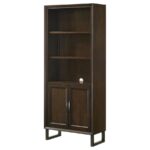 Marshall 5-shelf Bookcase With Storage Cabinet Dark Walnut and Gunmetal 881296 By Coaster Furniture 26