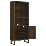 Marshall 5-shelf Bookcase With Storage Cabinet Dark Walnut and Gunmetal 881296 By Coaster Furniture 27
