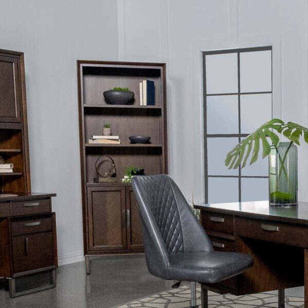 Marshall 5-shelf Bookcase With Storage Cabinet Dark Walnut and Gunmetal 881296 By Coaster Furniture 21