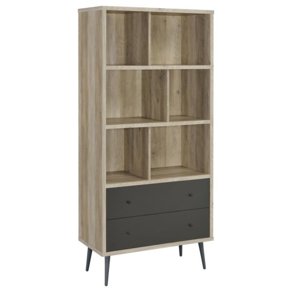 Maeve 3-shelf Engineered Wood Bookcase with Drawers Antique Pine and Grey 801923 By Coaster Furniture 13