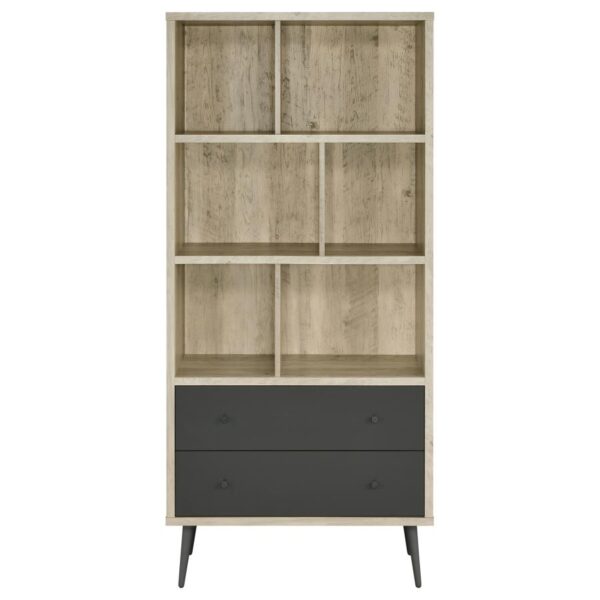 Maeve 3-shelf Engineered Wood Bookcase with Drawers Antique Pine and Grey 801923 By Coaster Furniture 14