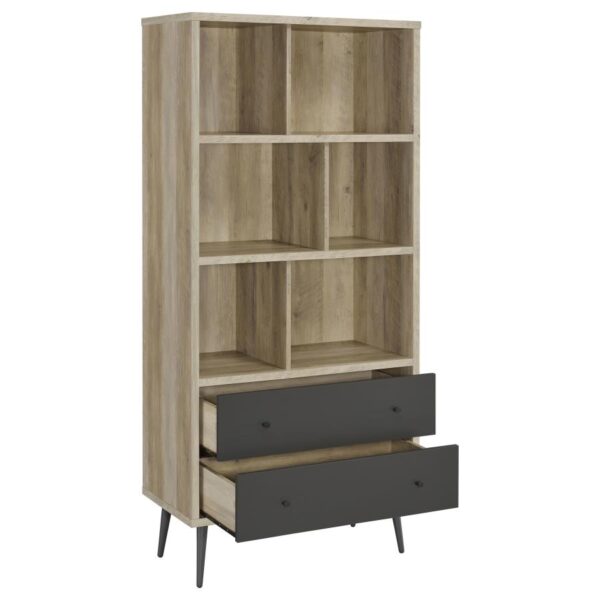 Maeve 3-shelf Engineered Wood Bookcase with Drawers Antique Pine and Grey 801923 By Coaster Furniture 15