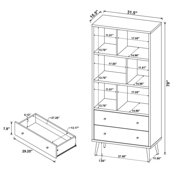 Maeve 3-shelf Engineered Wood Bookcase with Drawers Antique Pine and Grey 801923 By Coaster Furniture 20