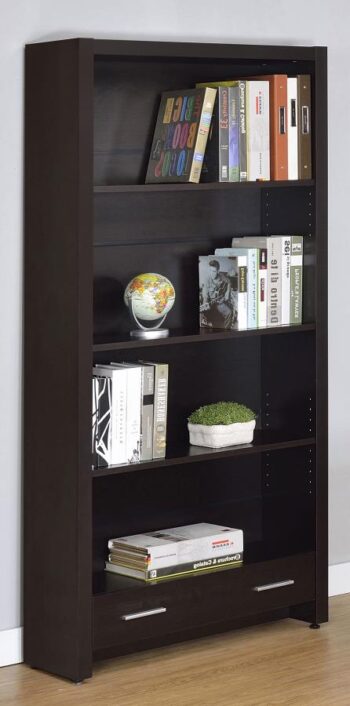 Skylar 5-shelf Bookcase with Storage Drawer Cappuccino 800905 By Coaster Furniture